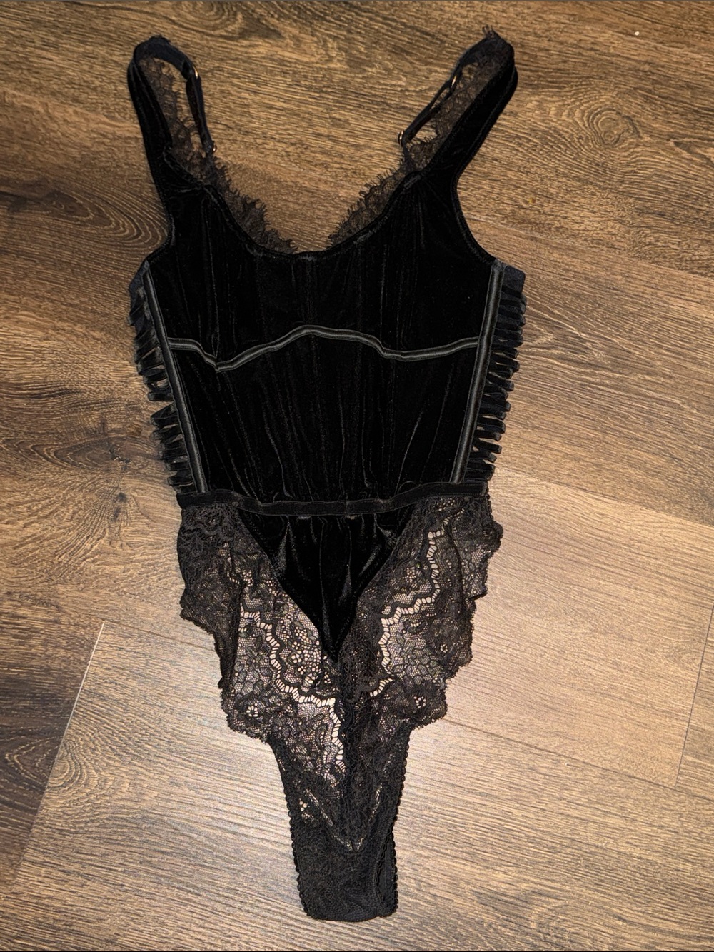 Victoria secret Black Velvet & Lace Bodysuit